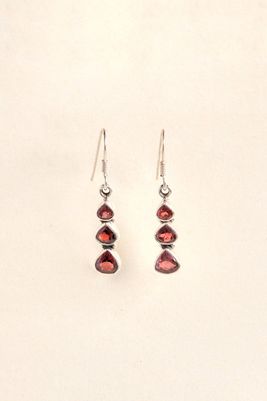 Garnet Earrings (triple tear drop)