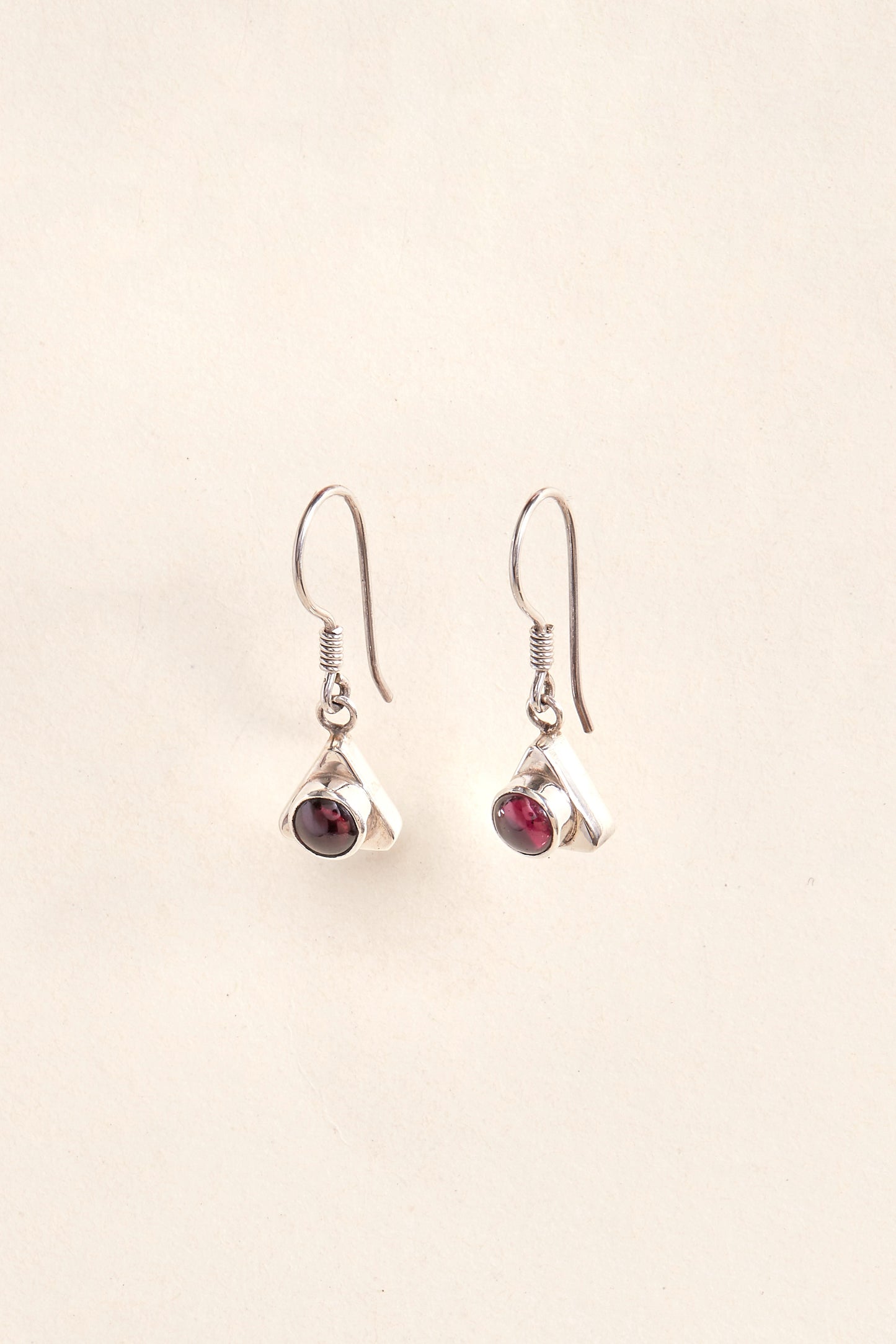 Garnet Earrings (triangle cabochon)