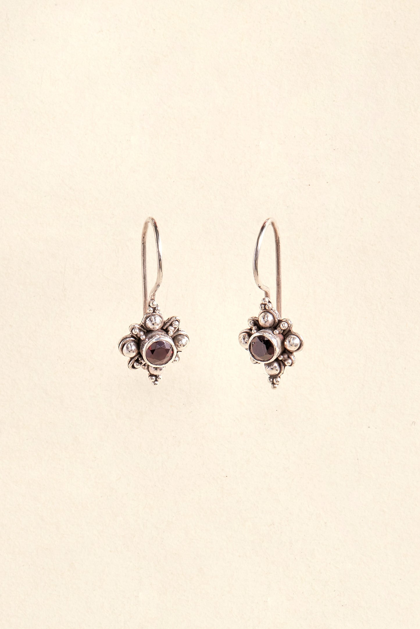 Garnet Earrings (small round dots)