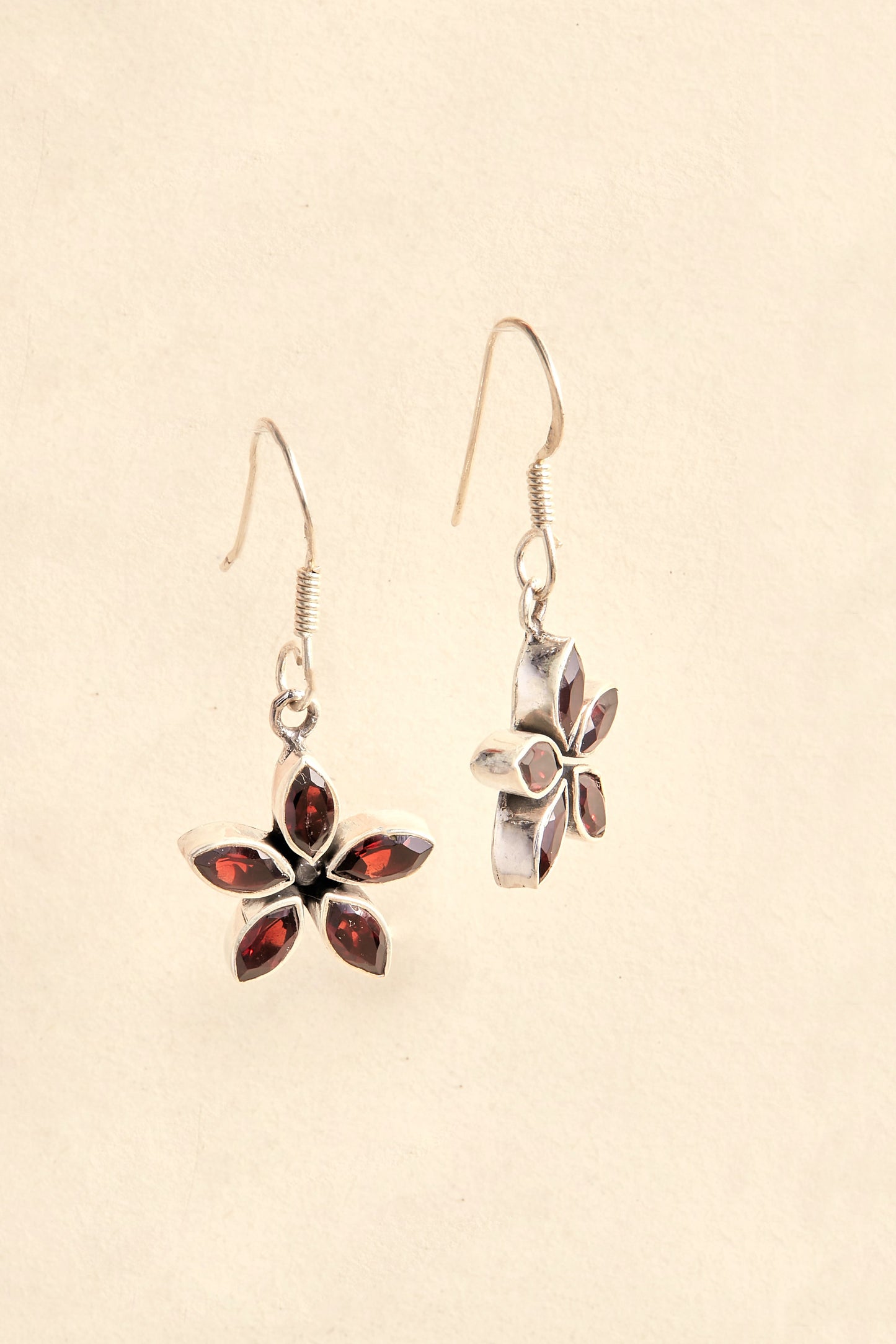 Garnet Earrings (multi stone flower)