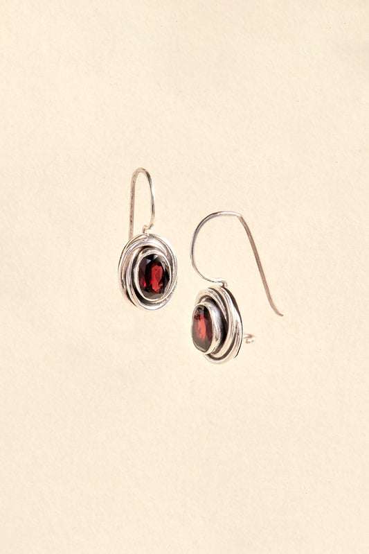 Garnet Earrings (oval wire)