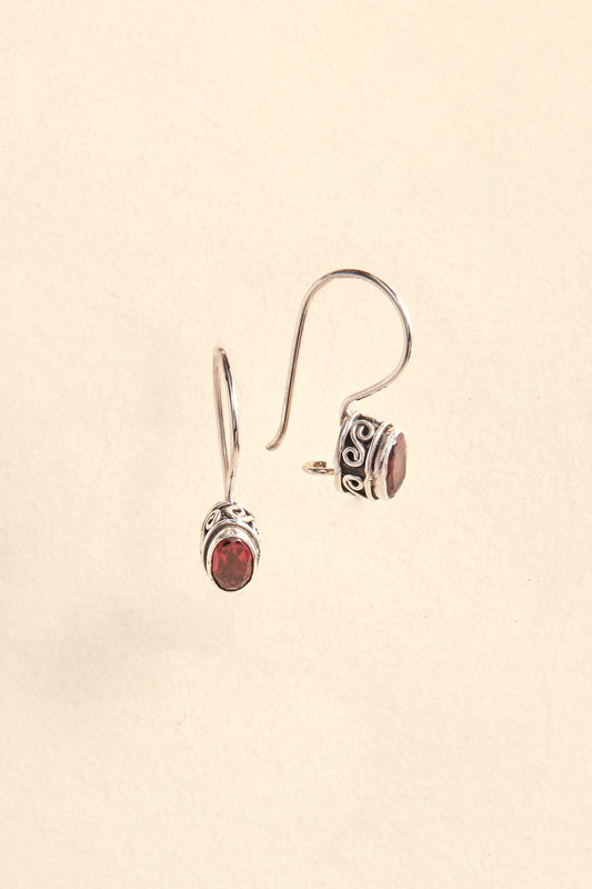 Garnet Earrings (ornamented bezel)