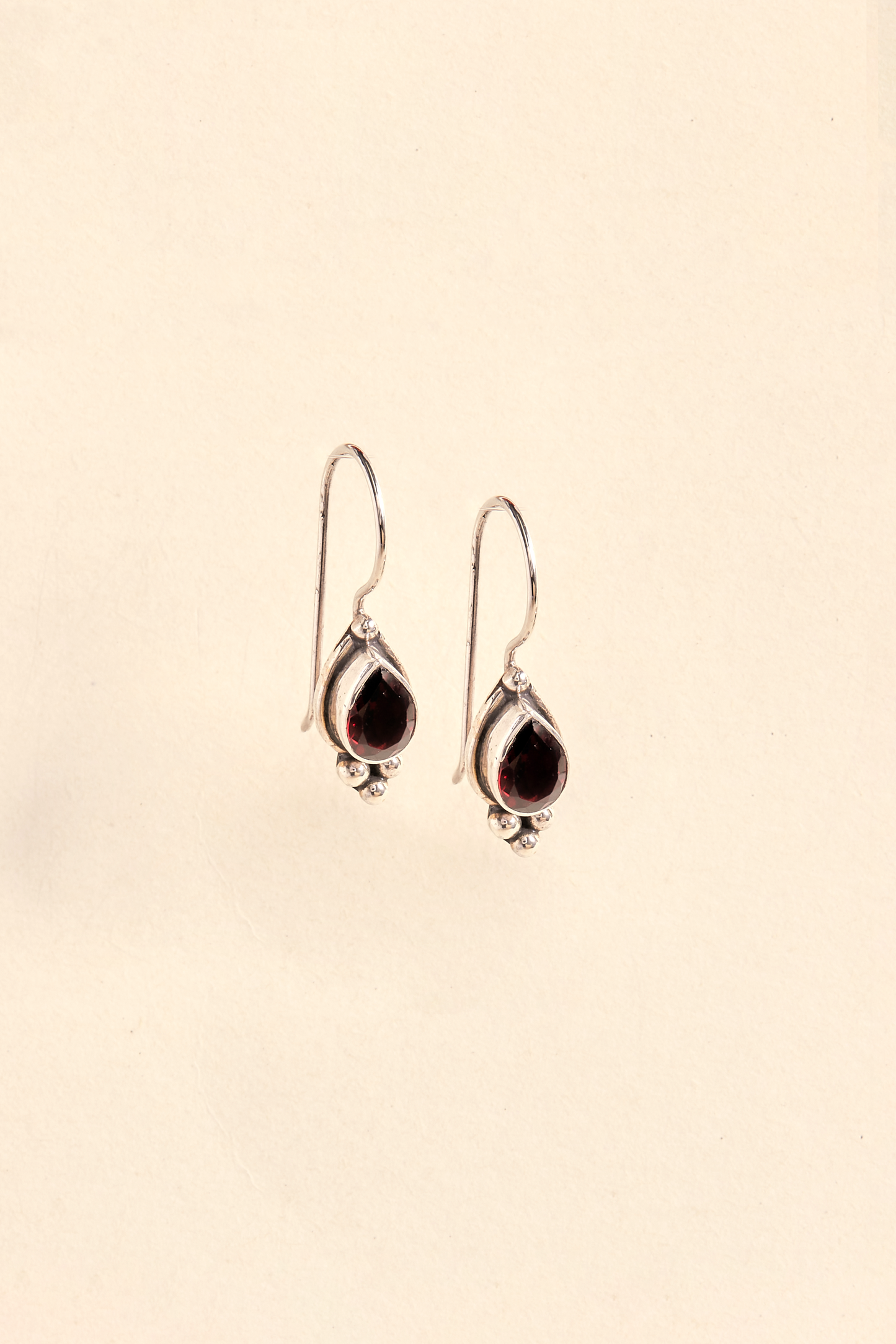 Garnet Earrings (tear drop dots)