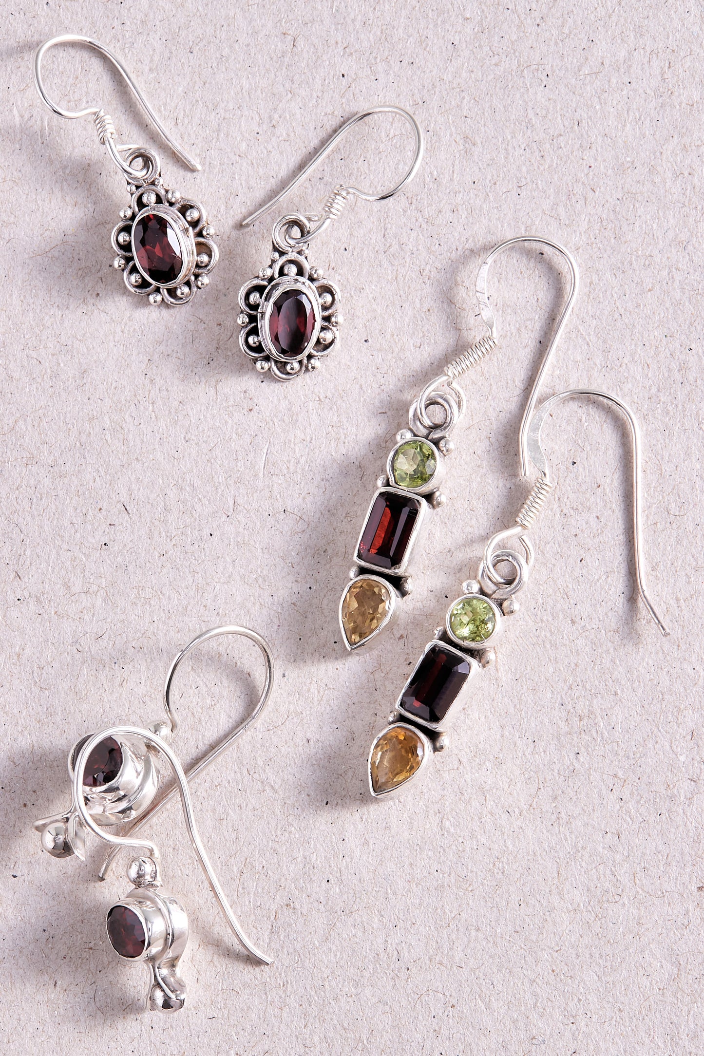 Peridot, Garnet and Citrine Earrings