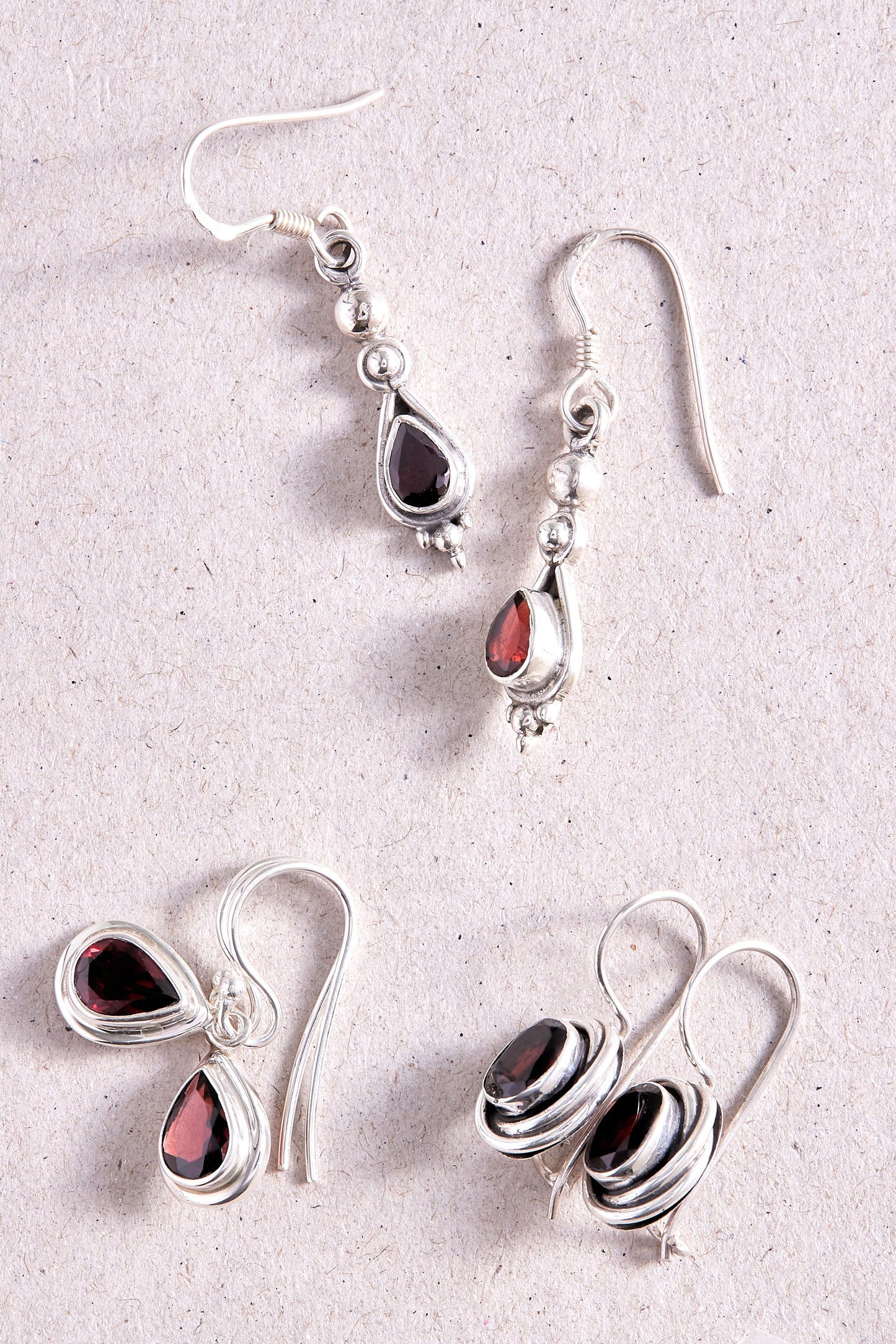 Garnet Earrings (long tear drop)