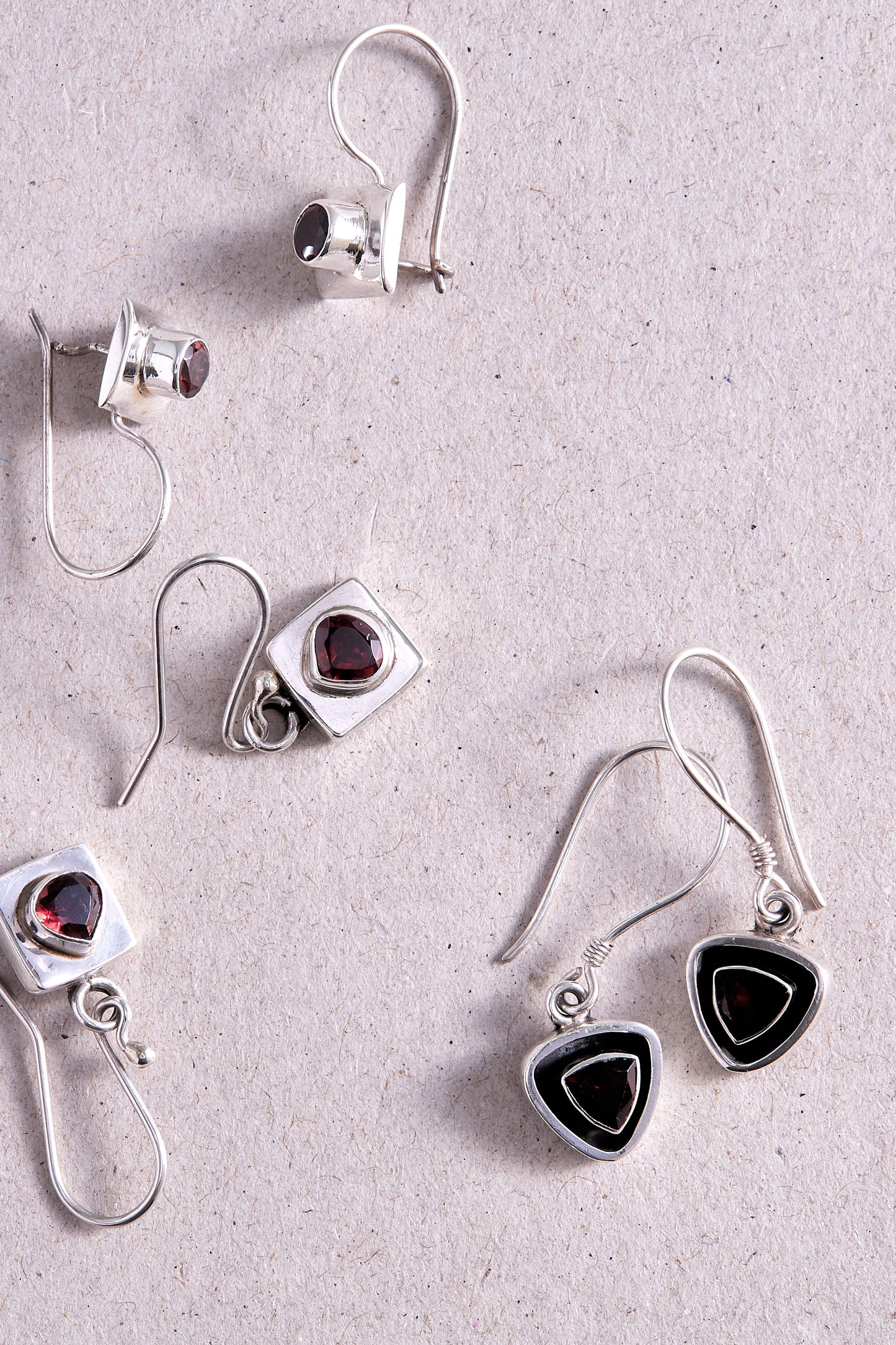 Garnet Earrings (square round)