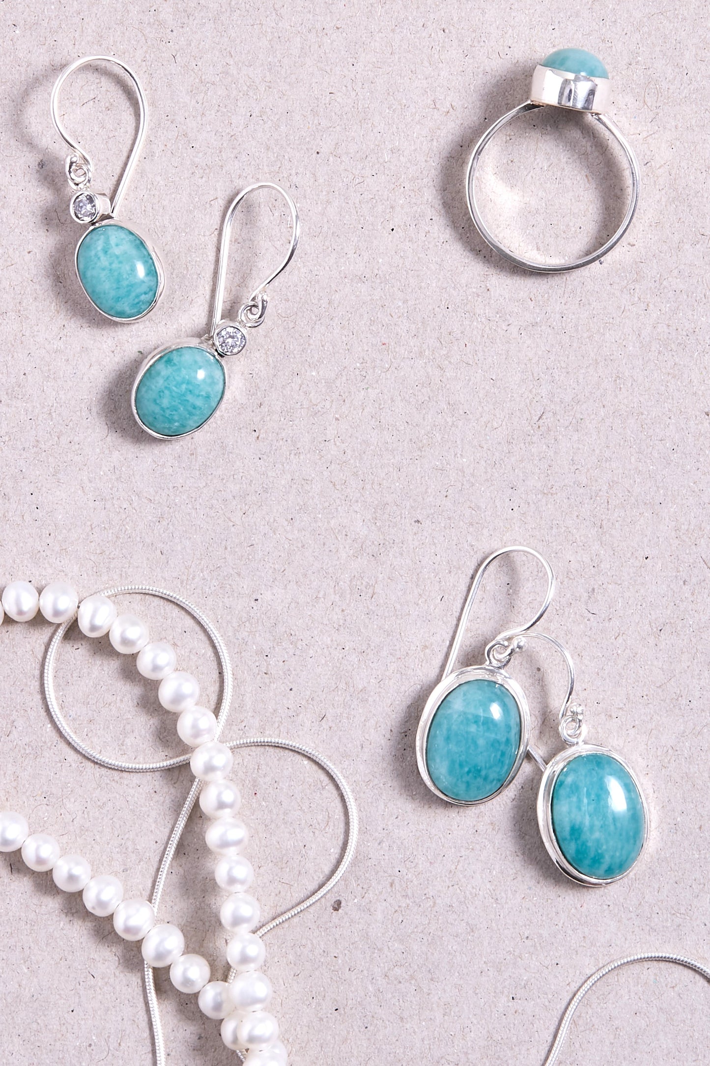 Amazonite and Zircon Earrings