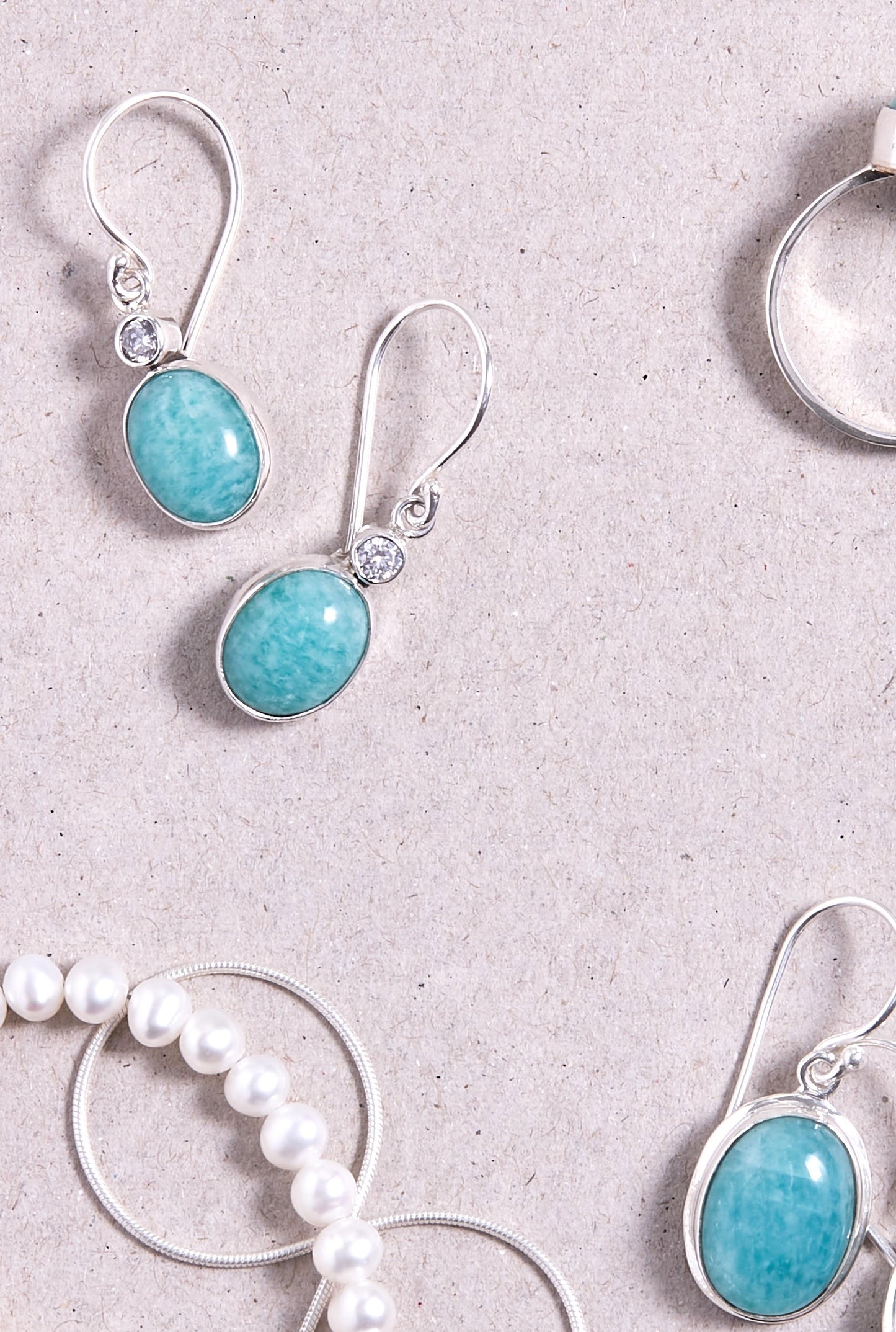 Amazonite and Zircon Earrings