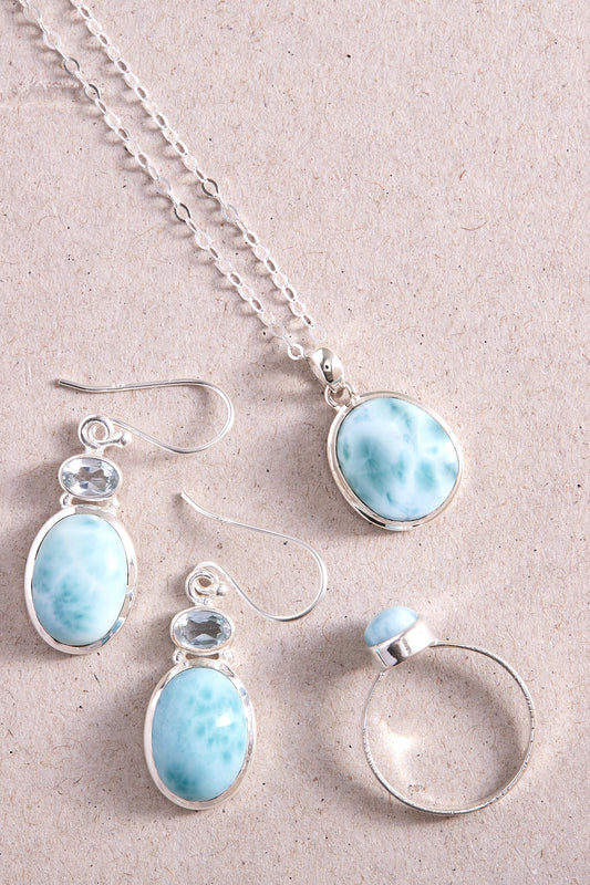 Larimar and Blue Topaz Earrings