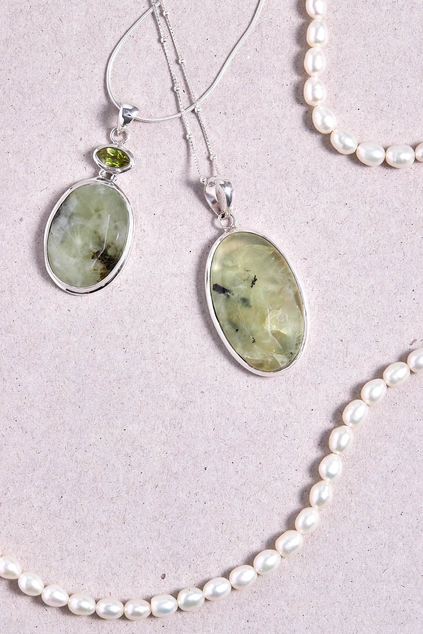 Prehnite and Peridot Pendant (marquise)