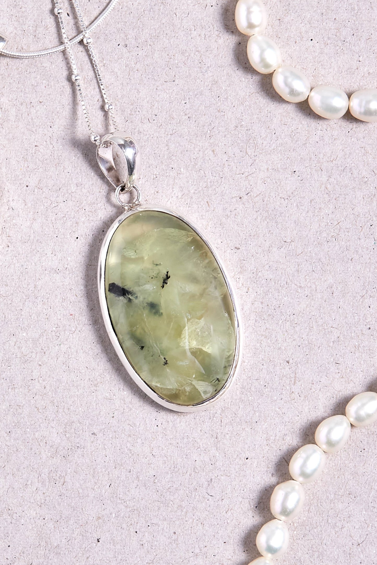 Prehnite Pendant (medium oval)