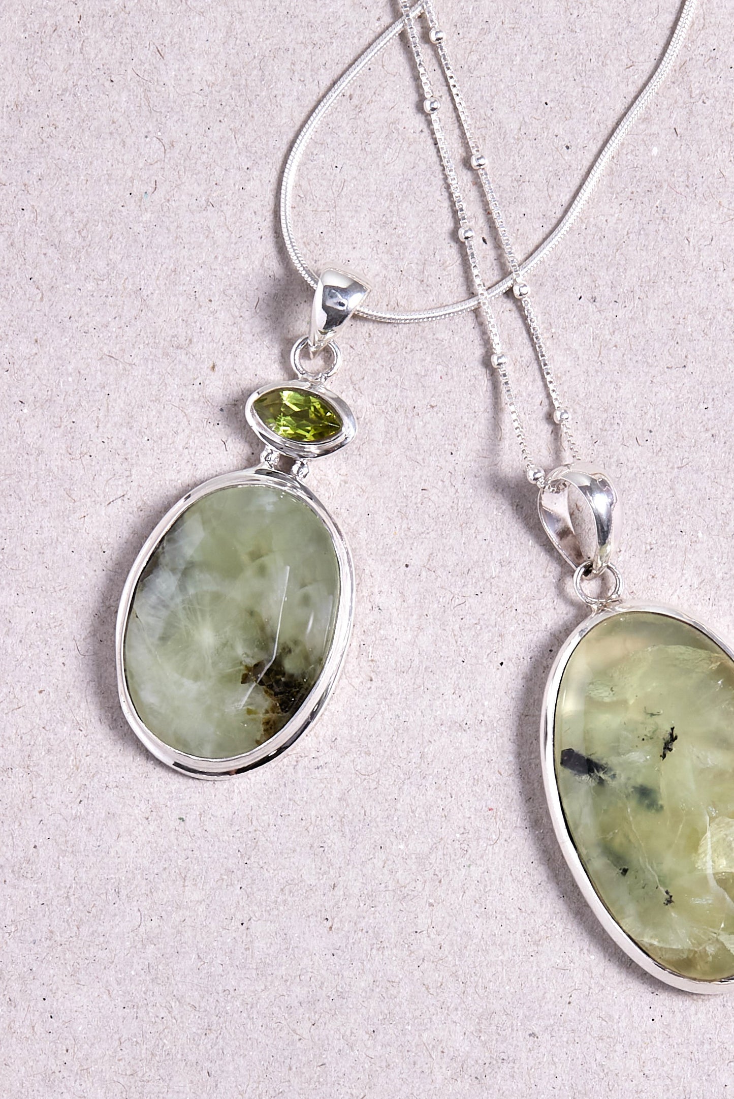 Prehnite and Peridot Pendant (marquise)