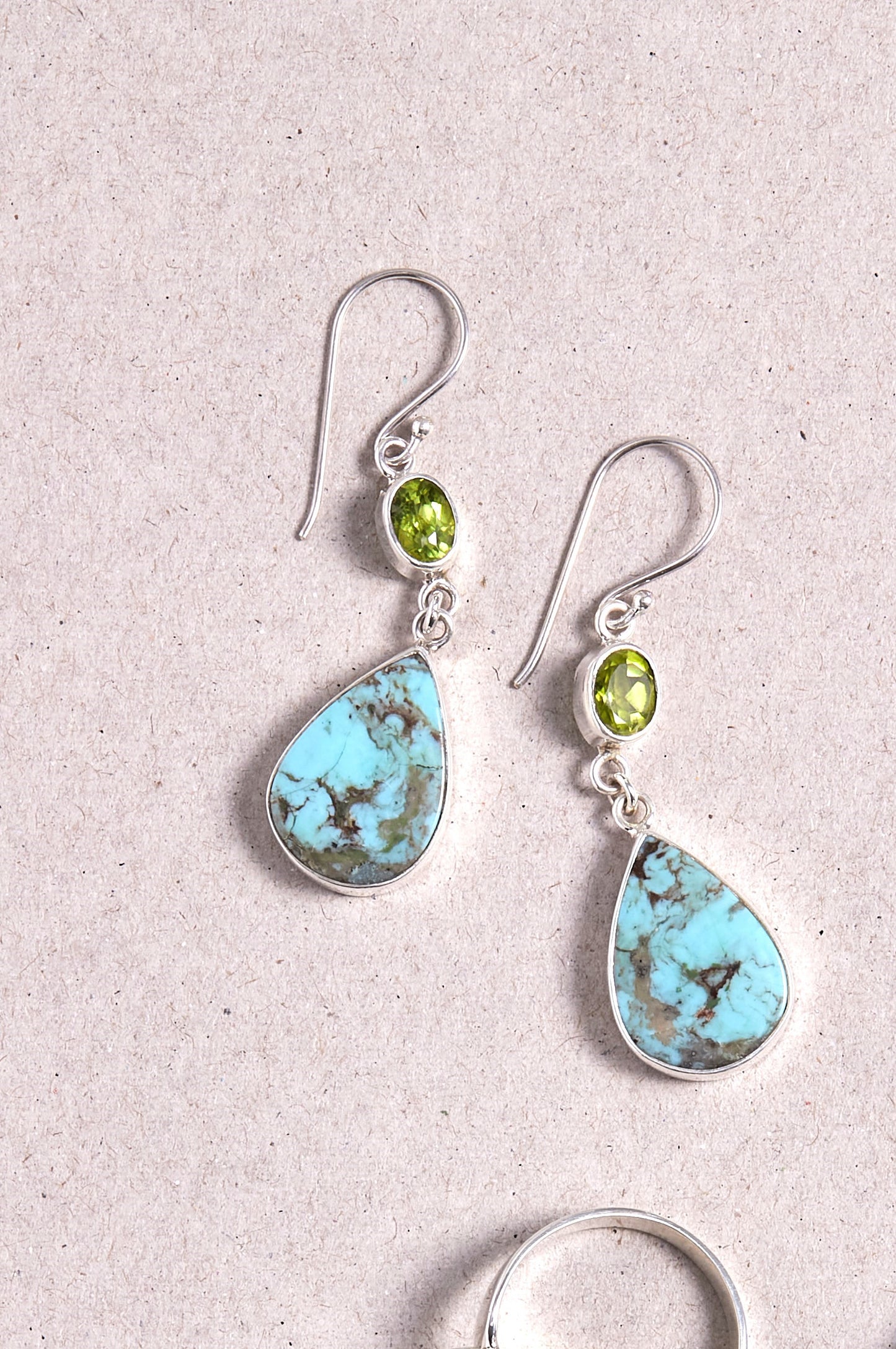 Turquoise and Peridot Earrings (large)