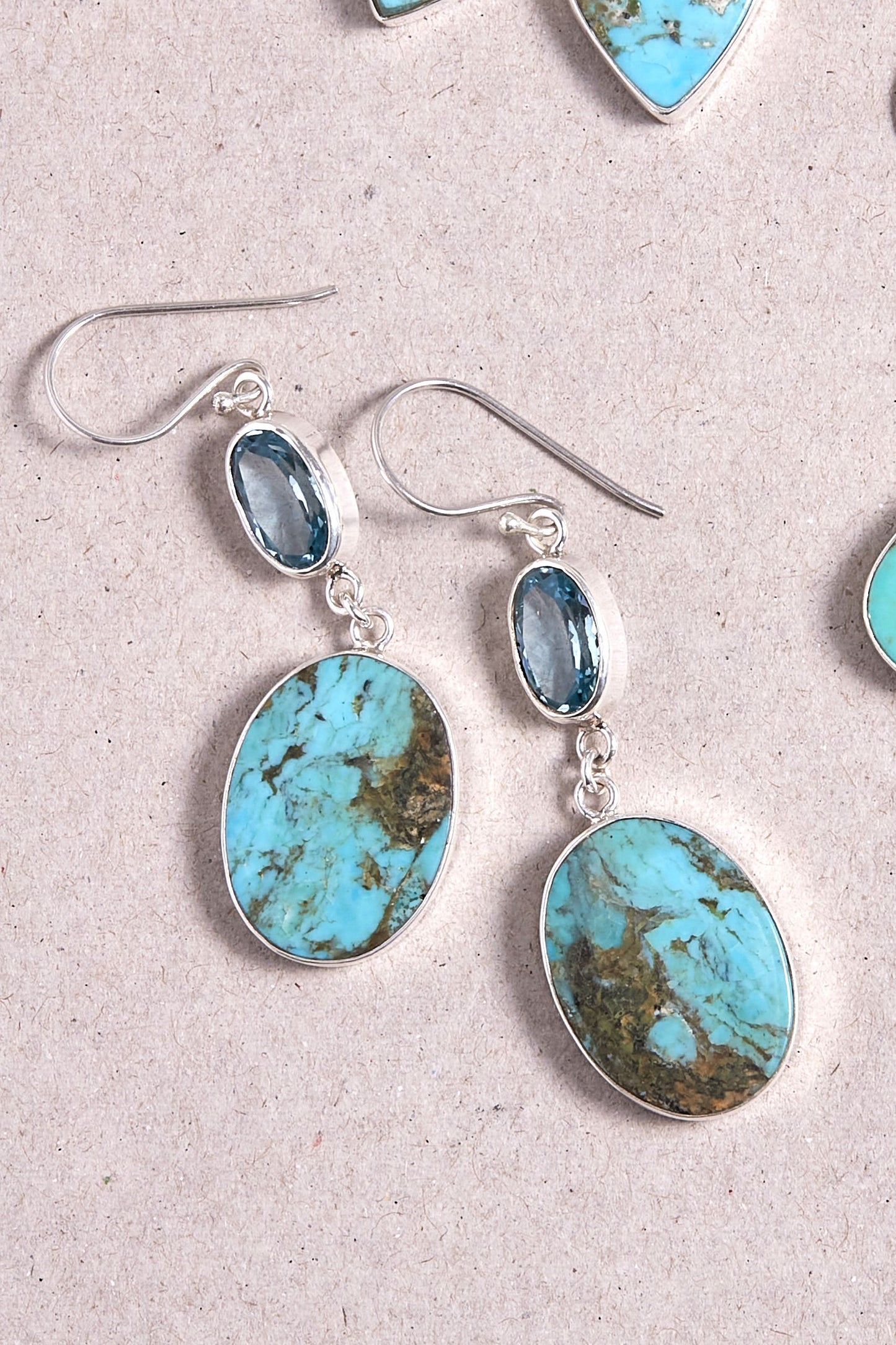 Turquoise and Blue Topaz Earrings (large)