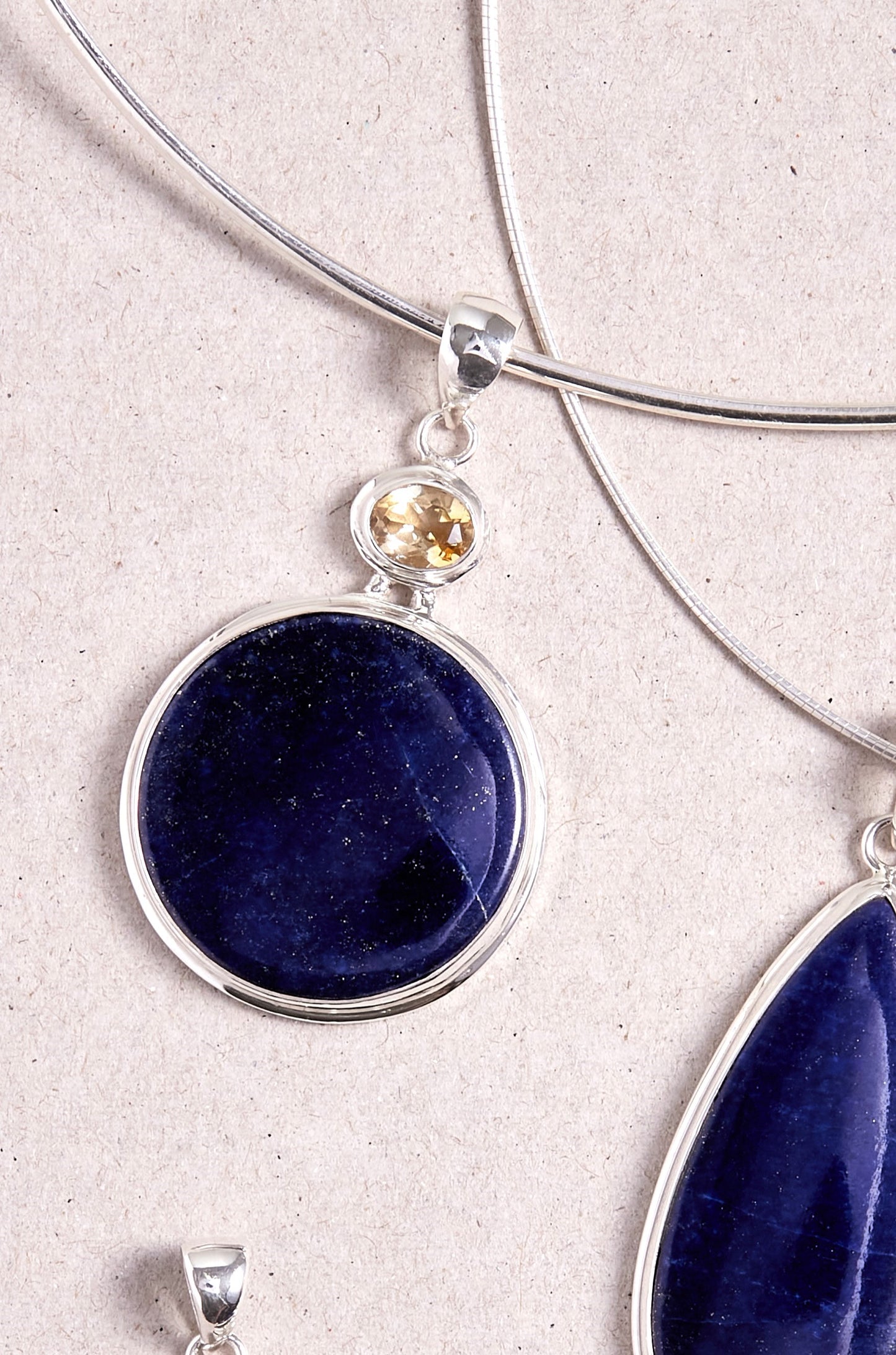 Lapis Lazuli and Citrine Pendant (round)