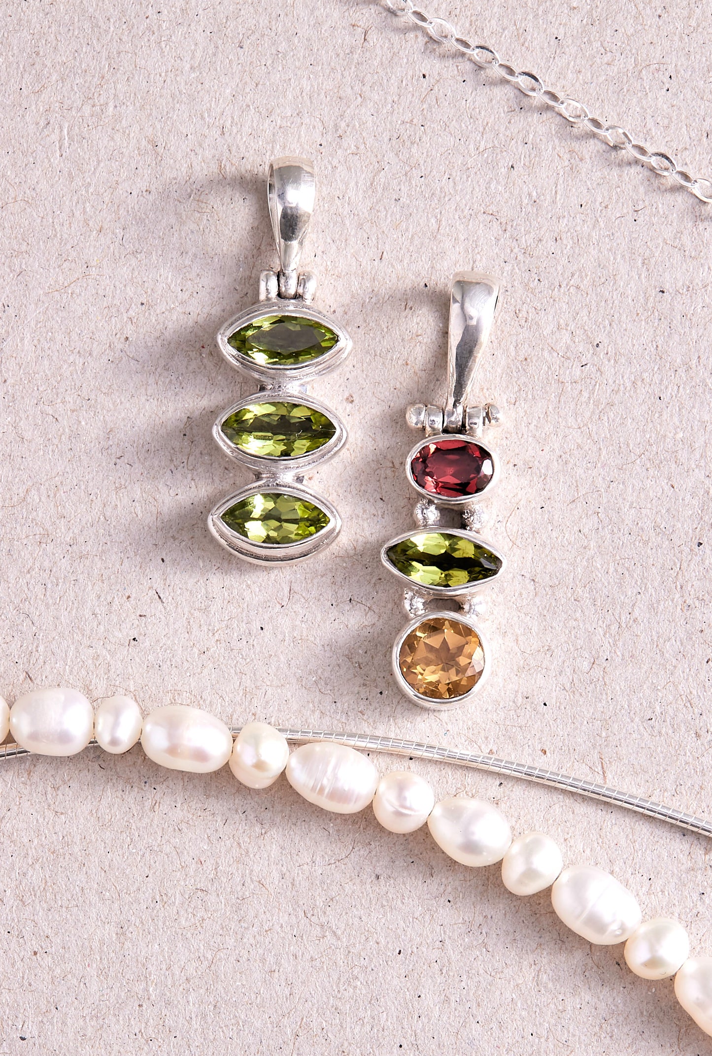 Peridot Citrine and Garnet Pendant