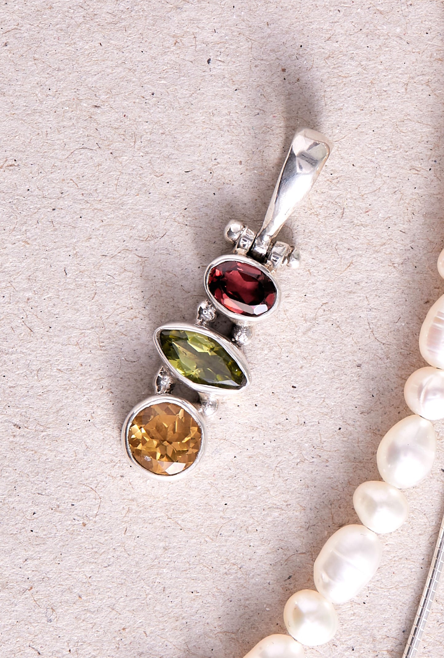 Peridot Citrine and Garnet Pendant