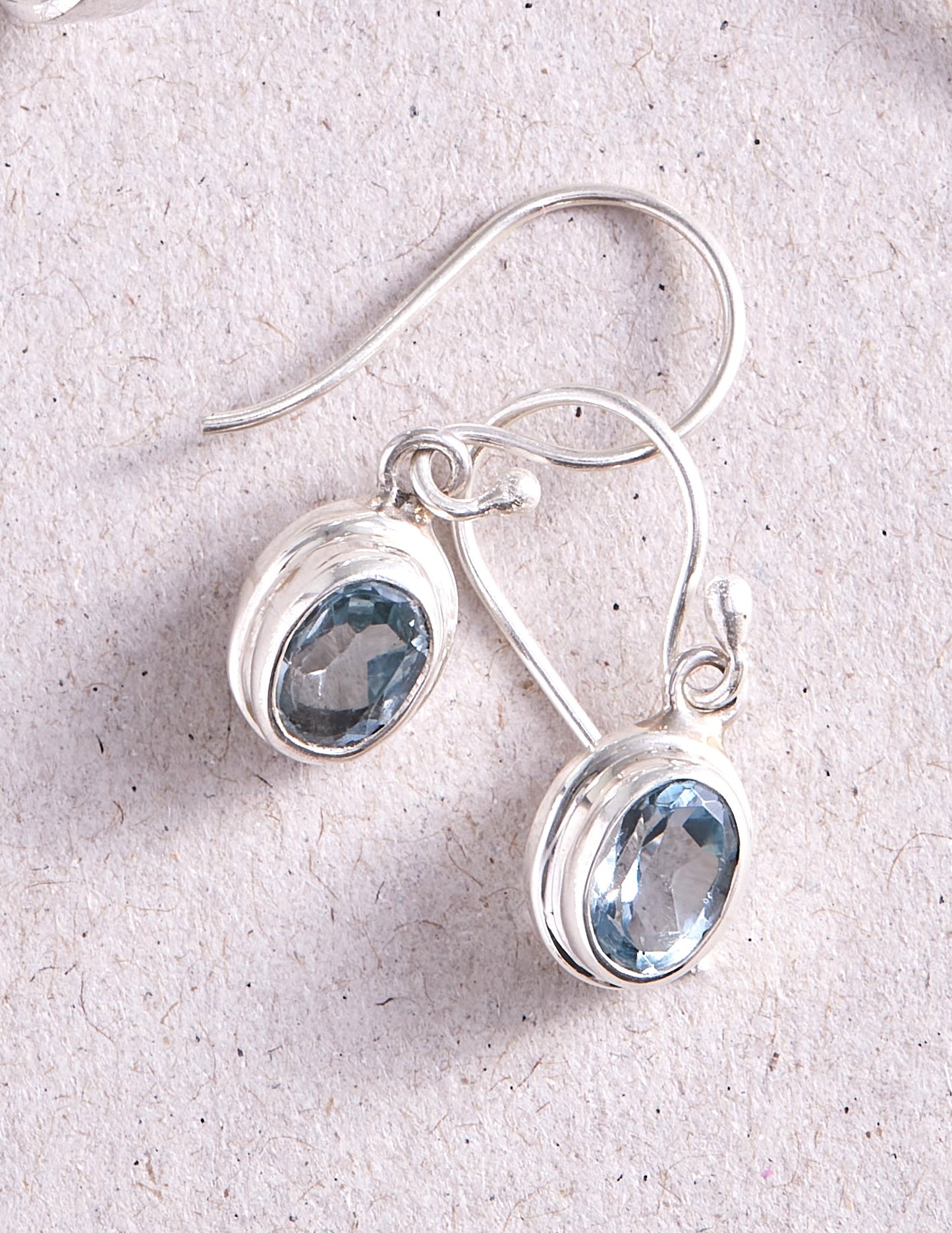 Blue Topaz Earrings (small double bezel)