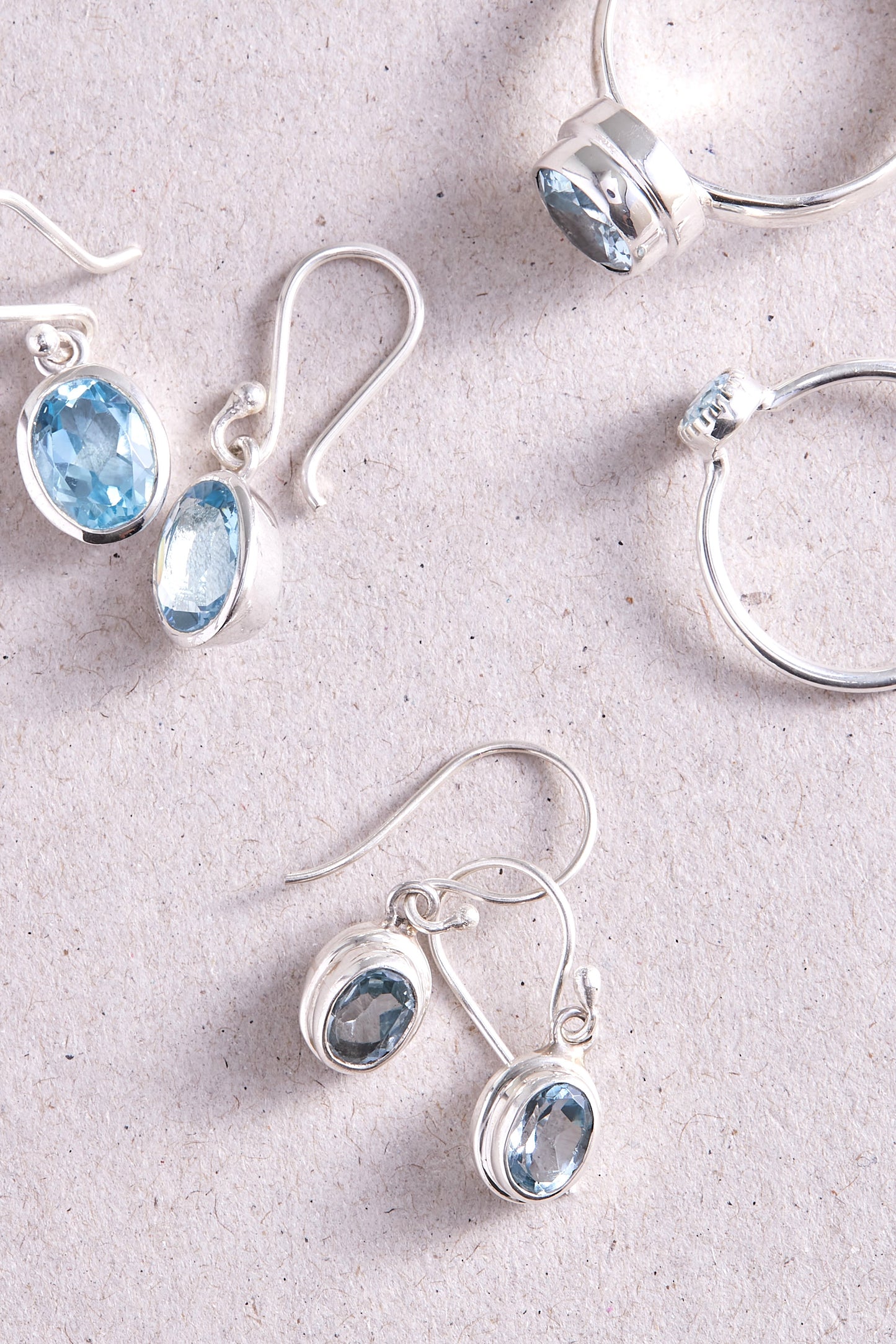 Blue Topaz Earrings (small double bezel)