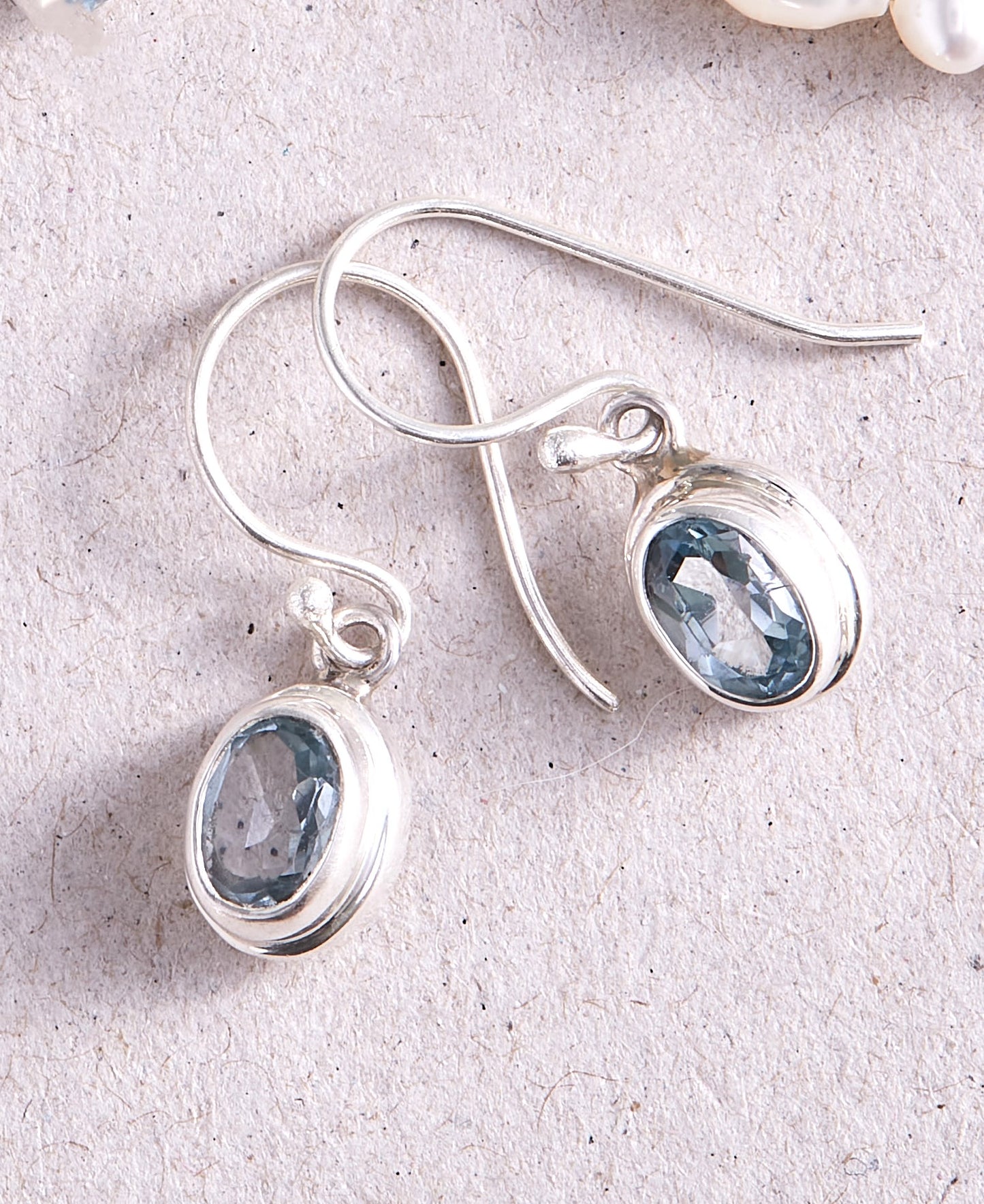 Blue Topaz Earrings (small double bezel)