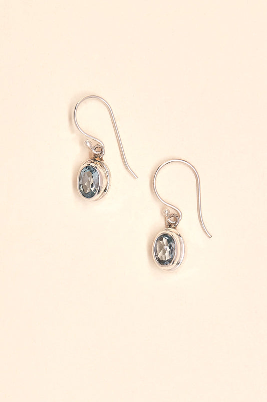 Blue Topaz Earrings (small double bezel)