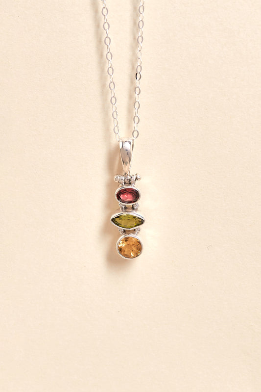 Peridot Citrine and Garnet Pendant