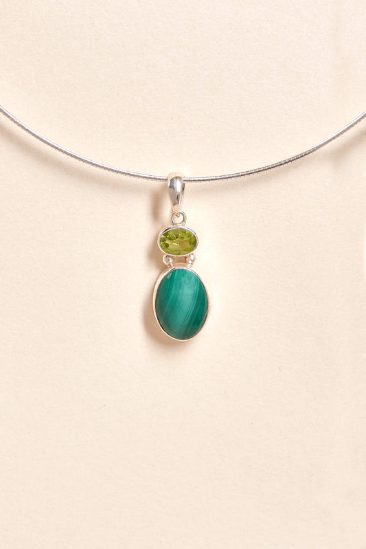 Malachite and Peridot Pendant