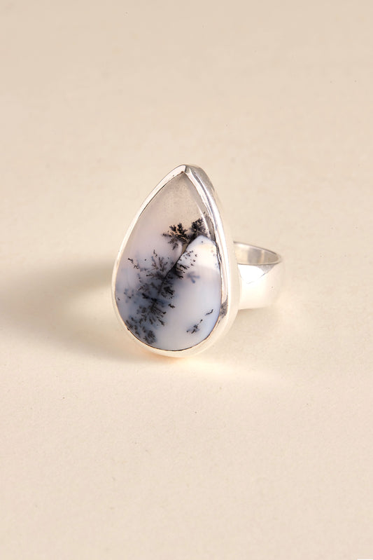 Dendrite Opal Ring (tear drop)