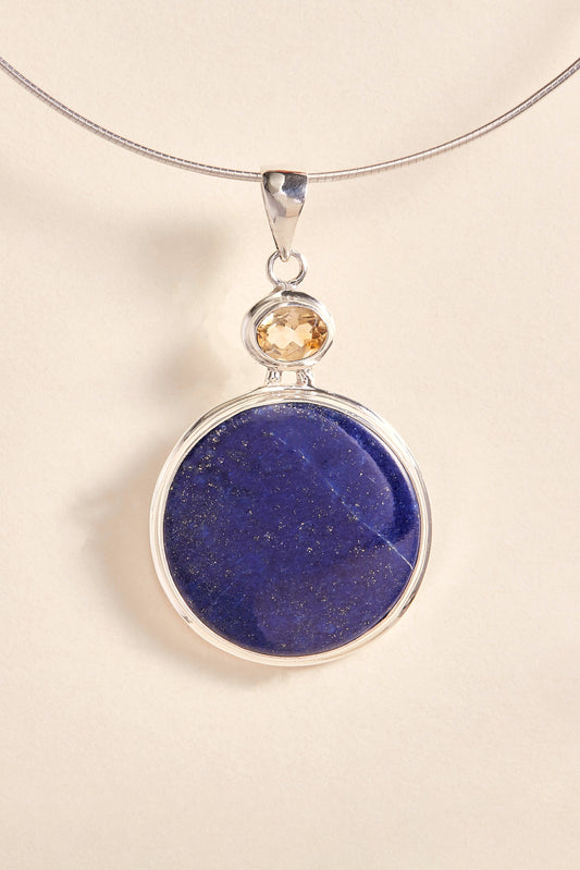 Lapis Lazuli and Citrine Pendant (round)