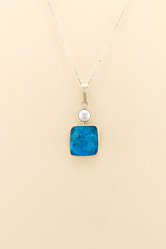 Turquoise and Fresh Water Pearl Pendant | TUPM6