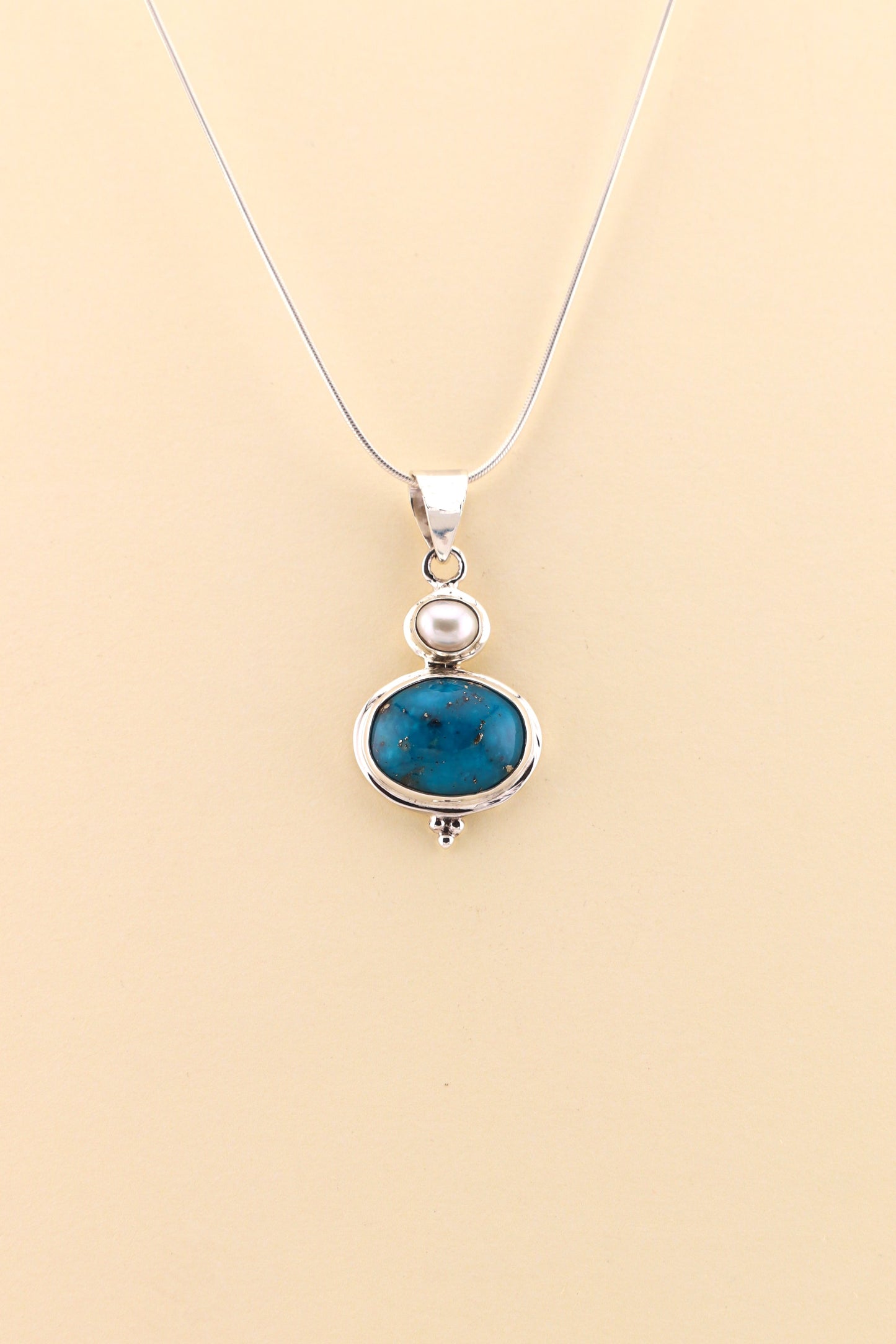 Turquoise and Fresh Water Pearl Pendant | TUPM1