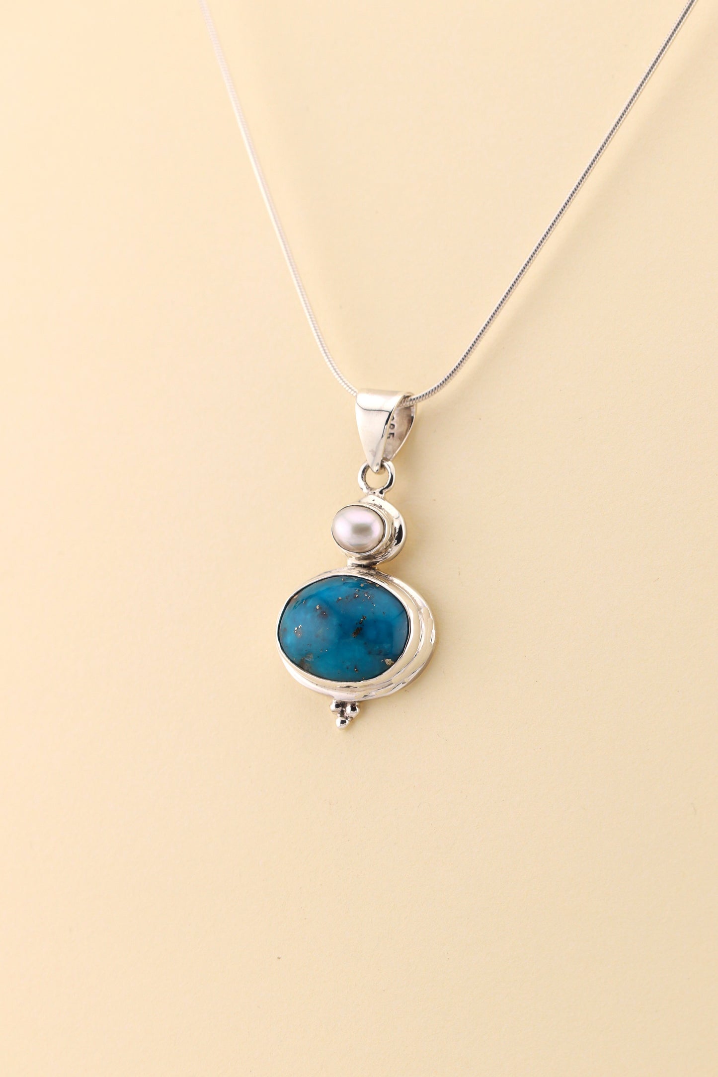 Turquoise and Fresh Water Pearl Pendant | TUPM1