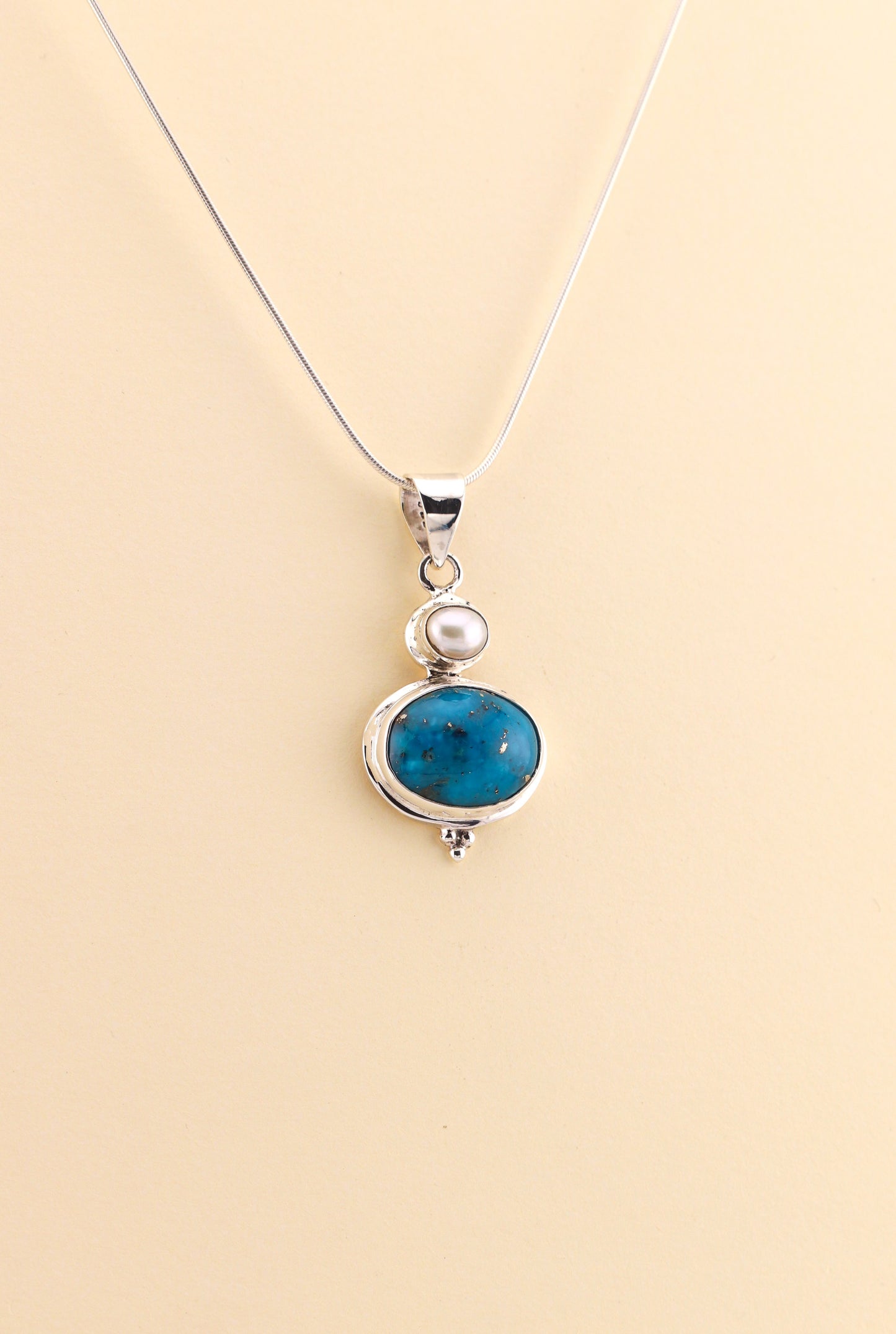 Turquoise and Fresh Water Pearl Pendant | TUPM1