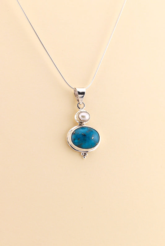 Turquoise and Fresh Water Pearl Pendant | TUPM1