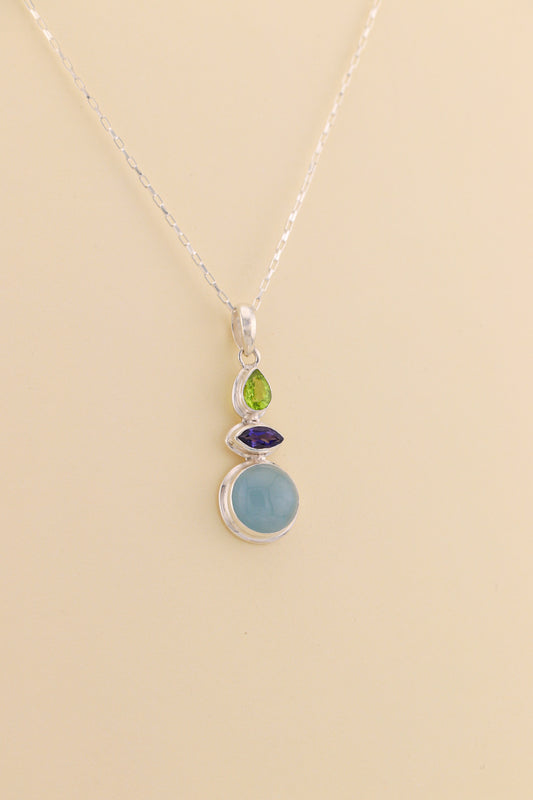 Aquamarine, Peridot and Iolite Pendant | AQPM5