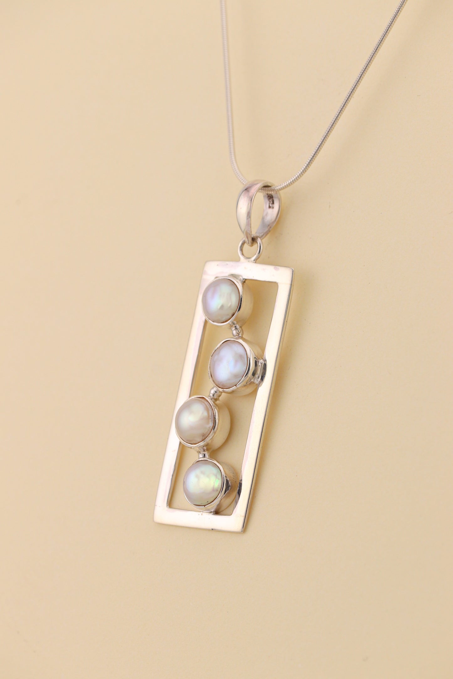 Fresh Water Pearl Pendant - multi rectangular | PRLPM1