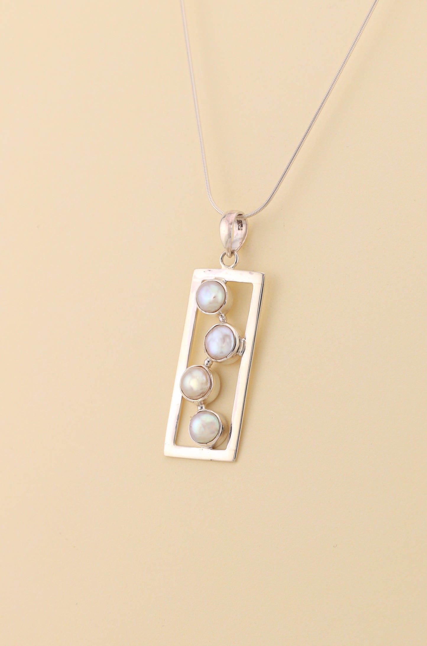 Fresh Water Pearl Pendant - multi rectangular | PRLPM1