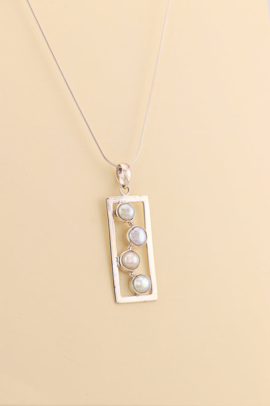 Fresh Water Pearl Pendant - multi rectangular | PRLPM1