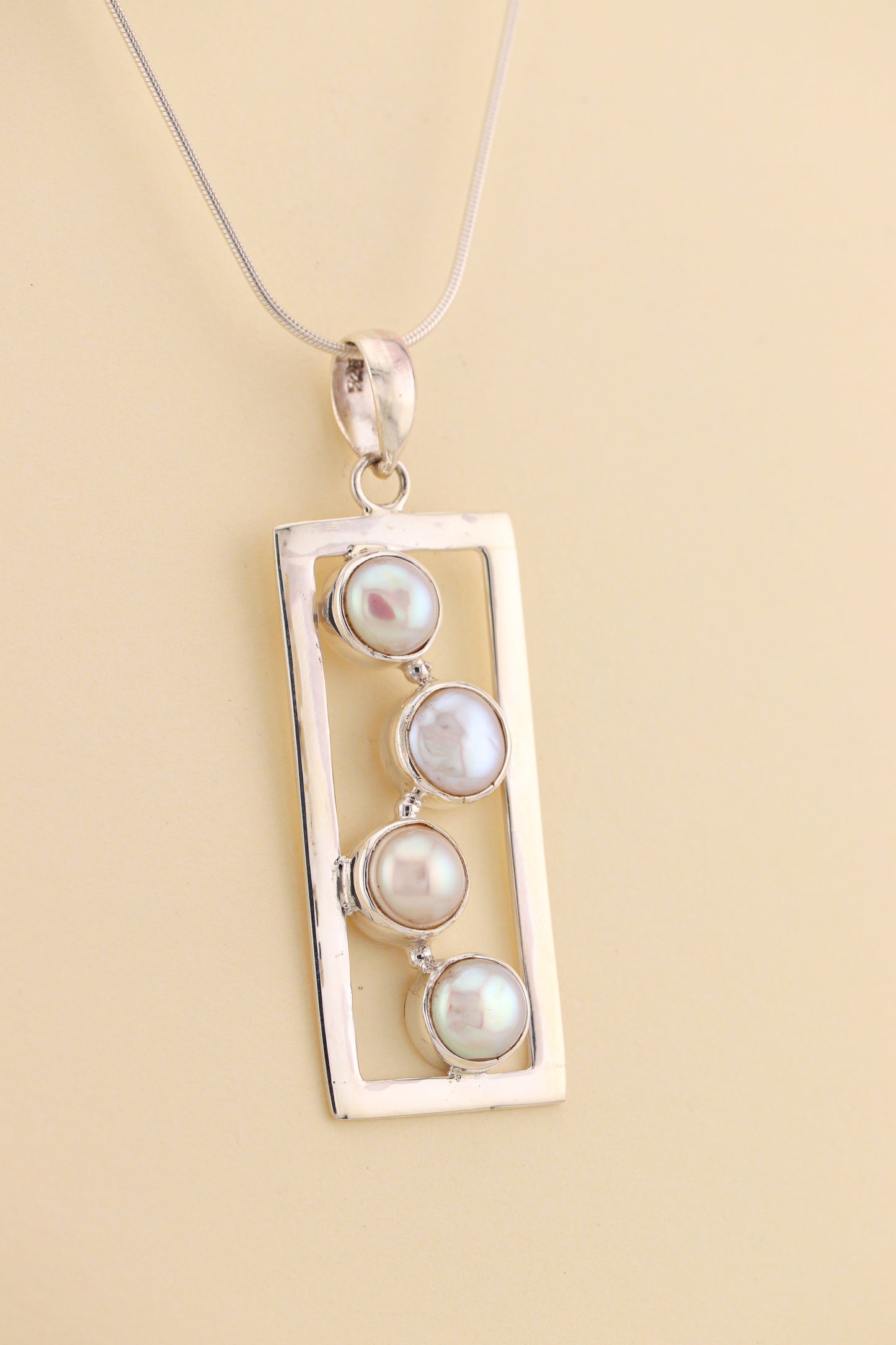 Fresh Water Pearl Pendant - multi rectangular | PRLPM1