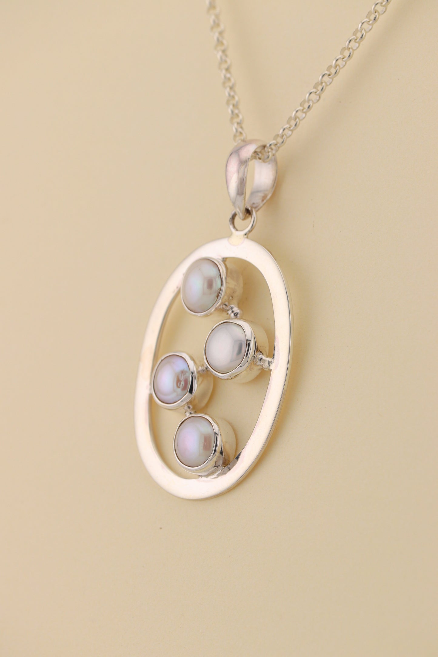 Fresh Water Pearl Pendant - multi oval | PRLPM2