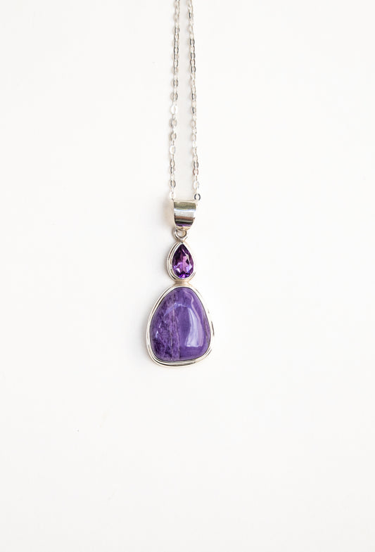 Charoite and Amethyst Pendant