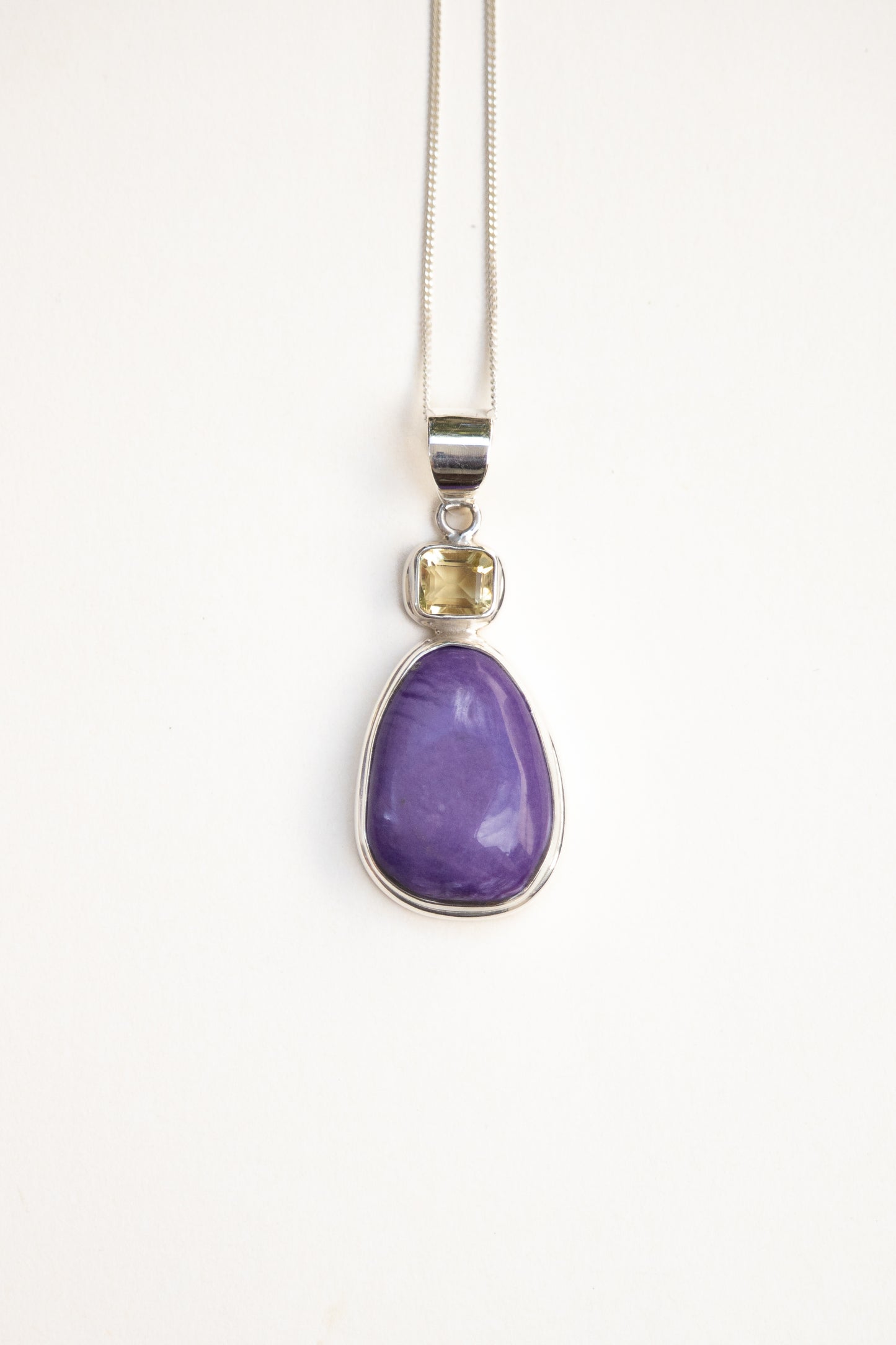 Charoite and Citrine Pendant