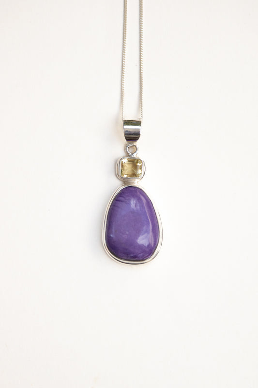 Charoite and Citrine Pendant