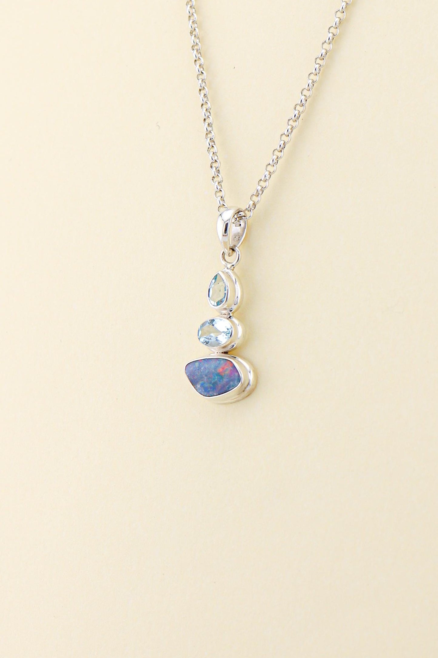Australian Opal and Blue Topaz Pendant | OPLM3