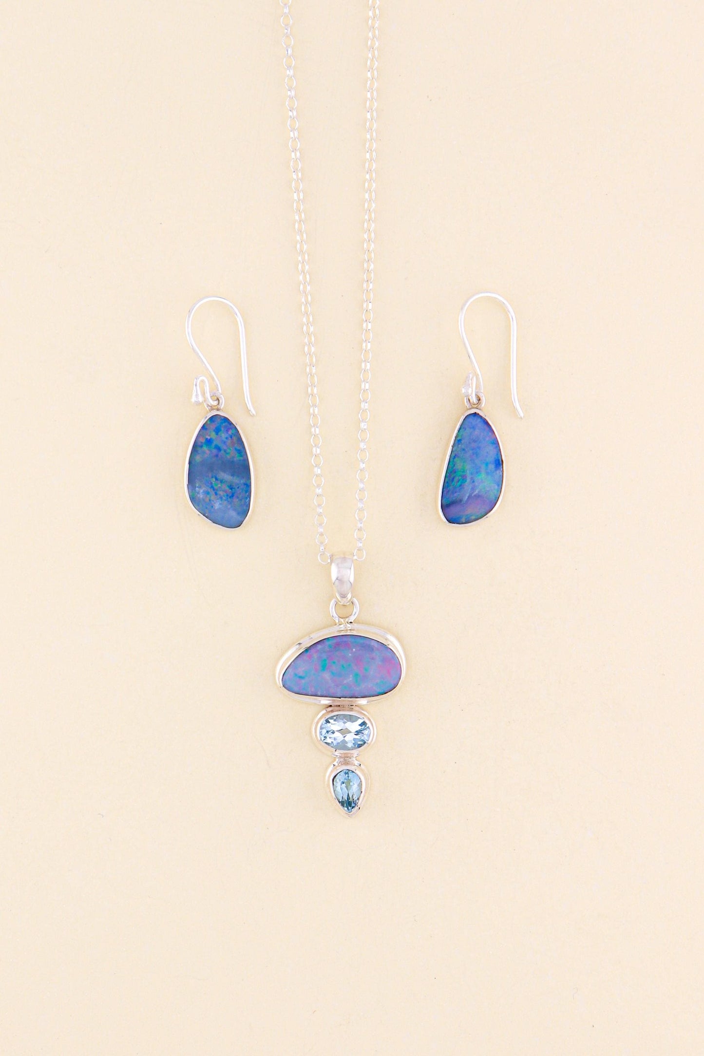 Australian Opal and Blue Topaz Pendant | OPLM10