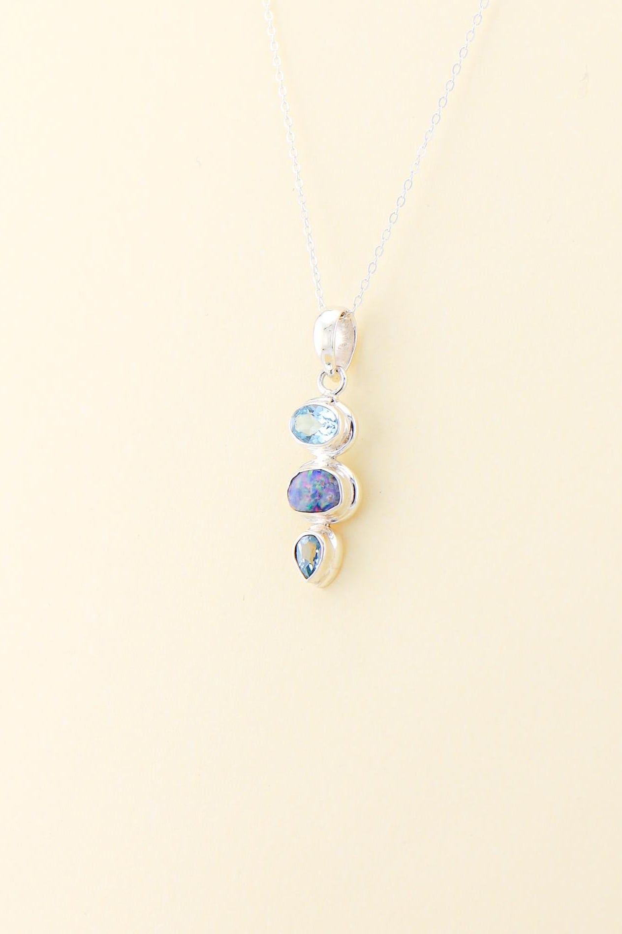 Australian Opal and Blue Topaz Pendant | OPLM12