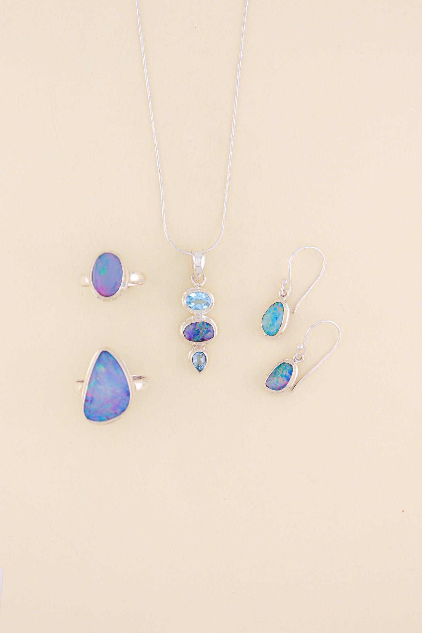 Australian Opal and Blue Topaz Pendant | OPLM12