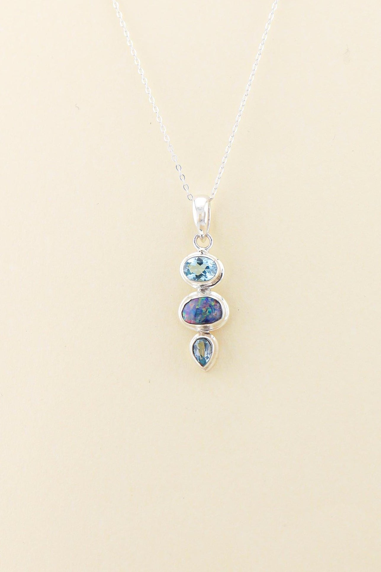 Australian Opal and Blue Topaz Pendant | OPLM12