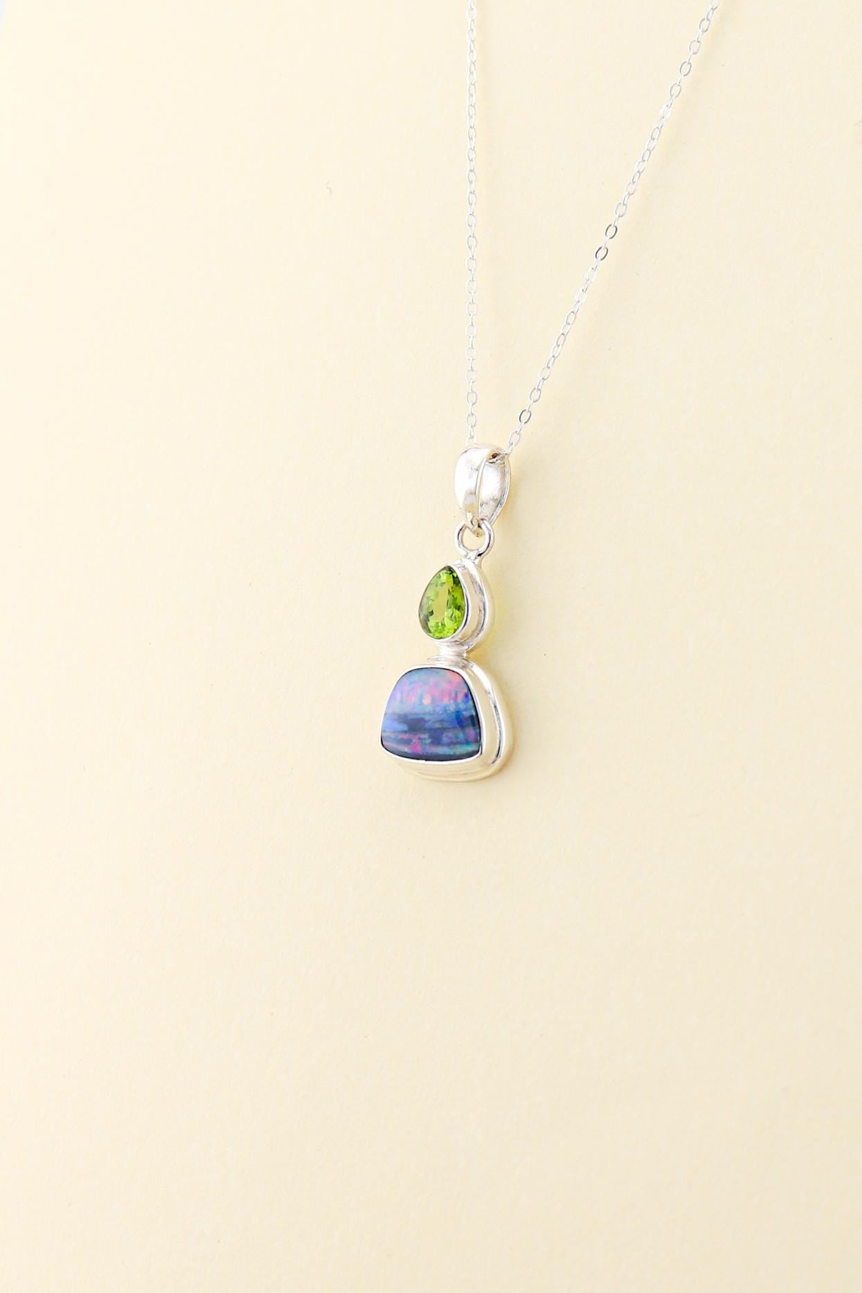 Australian Opal and Peridot Pendant | OPLM17