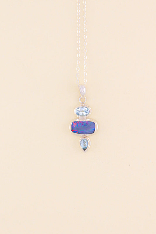 Australian Opal and Blue Topaz Pendant | OPLM14
